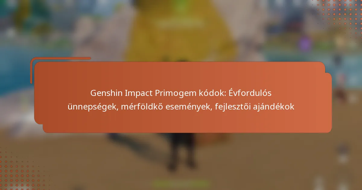 Genshin Impact Primogem kódok: Évfordulós ünnepségek, mérföldkő események, fejlesztői ajándékok